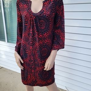 Vintage style red/ black dress, large